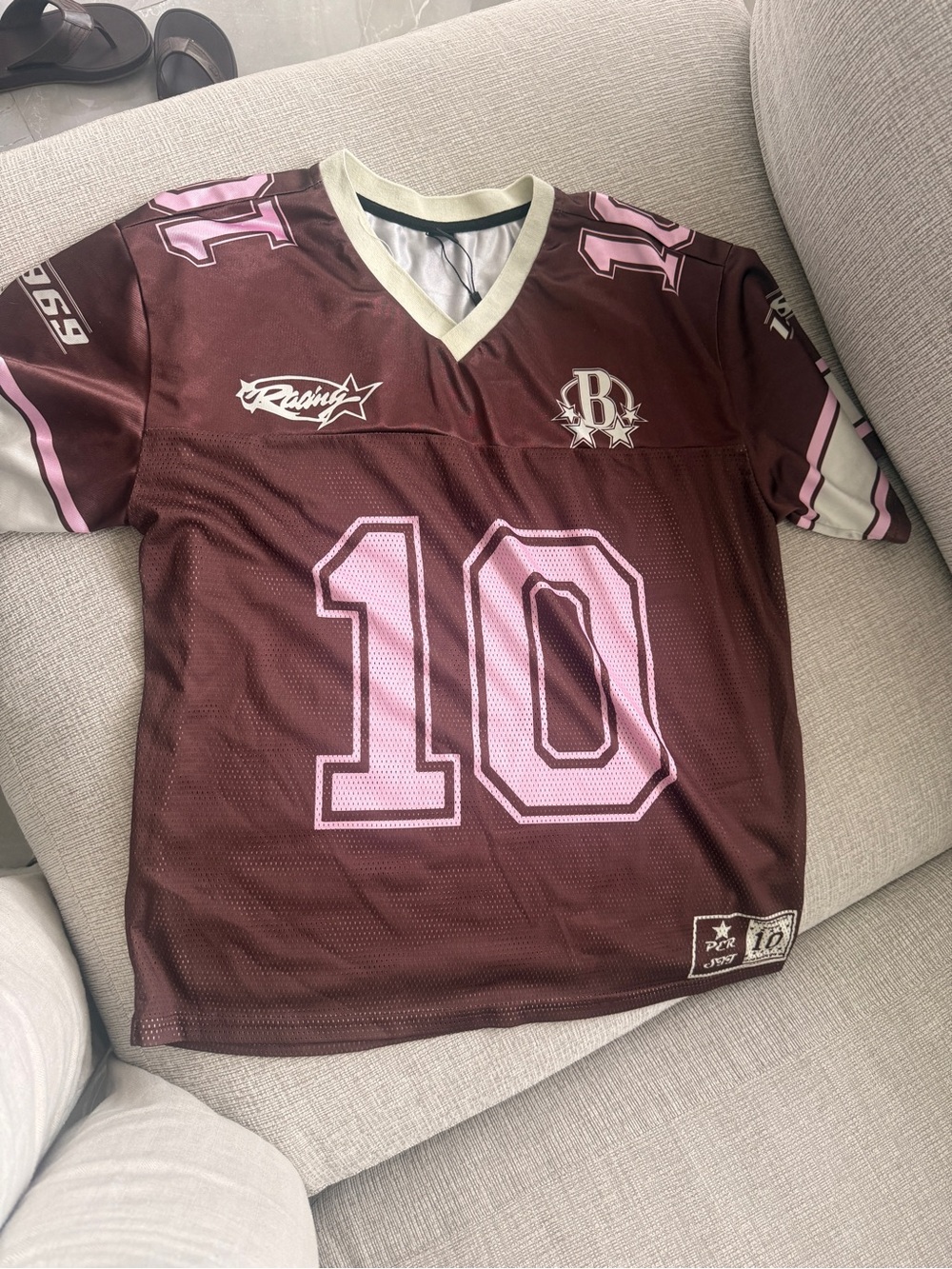 Kids Maroon Jersey Top with Pink Accents - Number 10